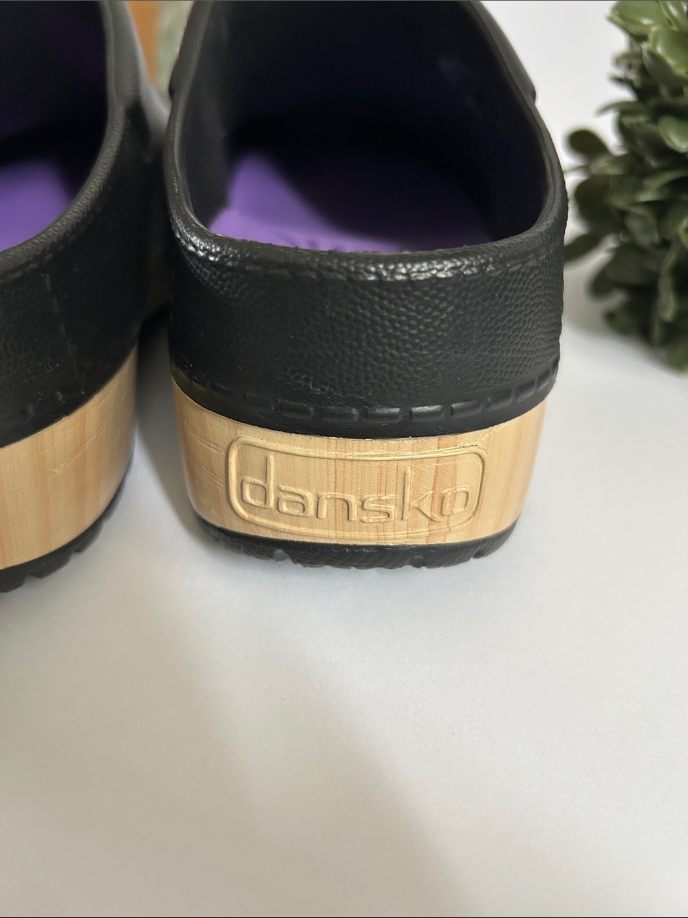 Dansko Black Clogs with Purple Insole - Picture 9 of 10